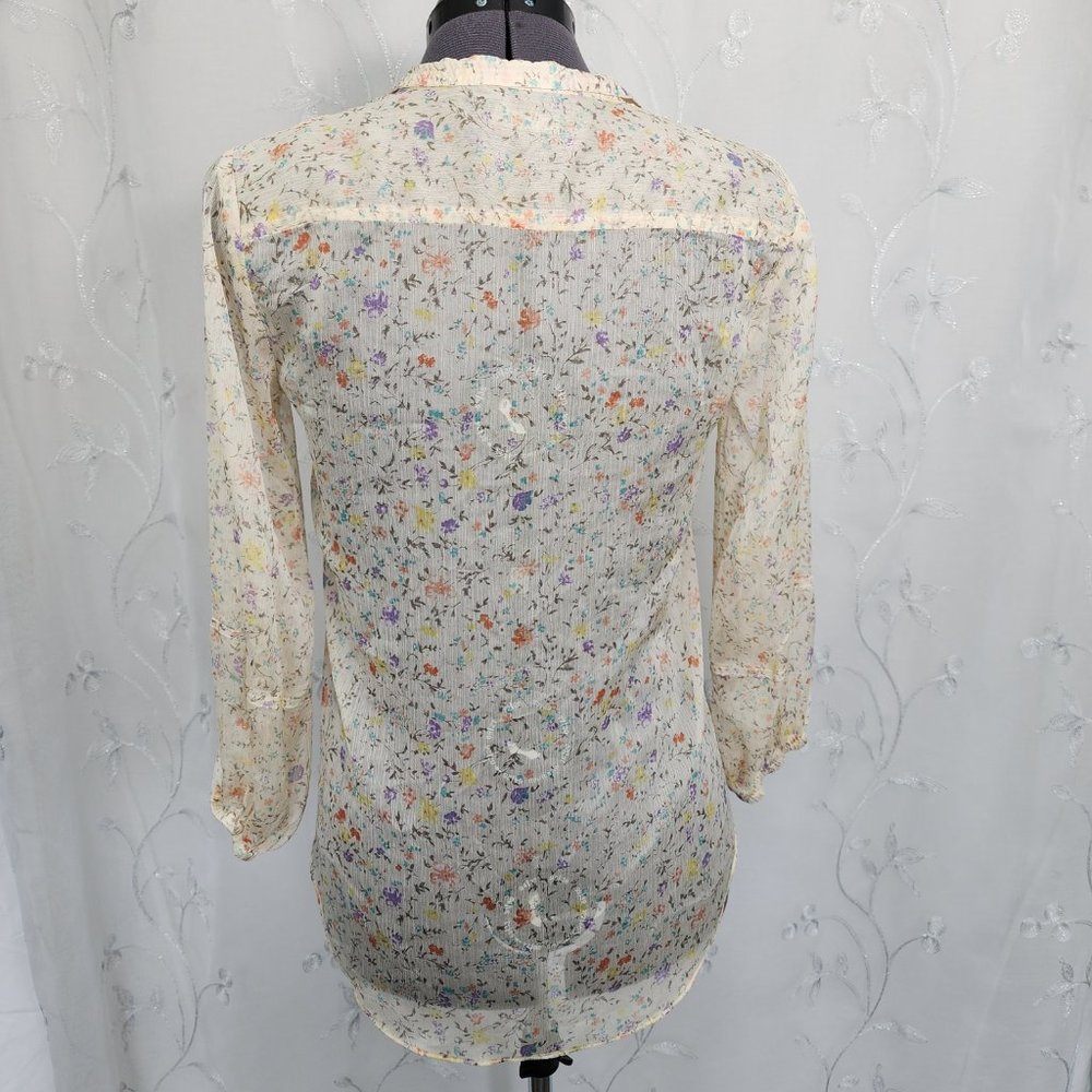 Ralph Lauren Sheer Floral Peach Tunic Style Blouse - Picture 10 of 10